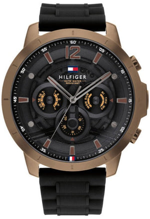 Buy Shop Tommy Hilfiger Luca Chronograph Black Dial Black Rubber Strap Watch For Men - 1710491 USA Online