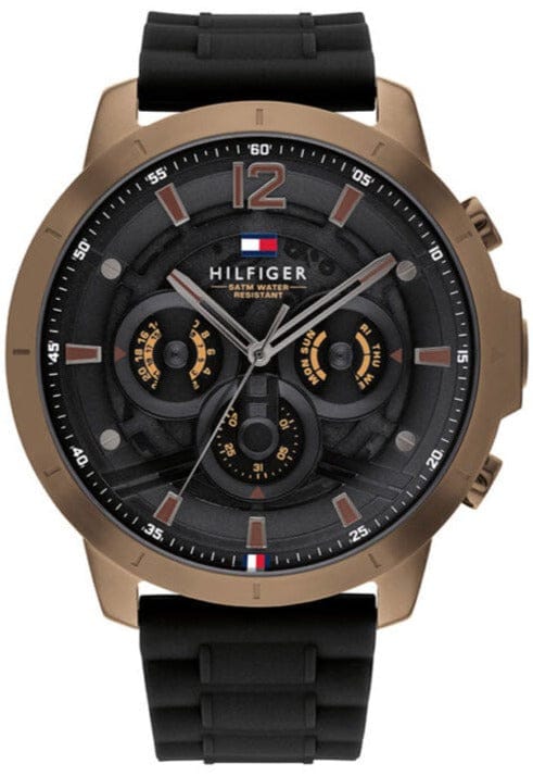 Buy Shop Tommy Hilfiger Luca Chronograph Black Dial Black Rubber Strap Watch For Men - 1710491 USA Online