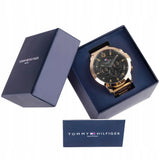 Buy Shop Tommy Hilfiger Luca Chronograph Black Dial Gold Steel Strap Watch For Men - 1710511 USA Online