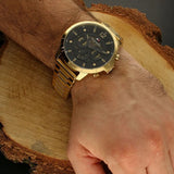 Buy Shop Tommy Hilfiger Luca Chronograph Black Dial Gold Steel Strap Watch For Men - 1710511 USA Online