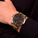 Buy Shop Tommy Hilfiger Luca Chronograph Black Dial Gold Steel Strap Watch For Men - 1710511 USA Online