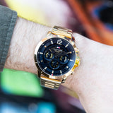 Buy Shop Tommy Hilfiger Luca Chronograph Black Dial Gold Steel Strap Watch For Men - 1710511 USA Online