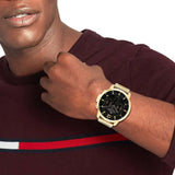 Buy Shop Tommy Hilfiger Luca Chronograph Black Dial Gold Steel Strap Watch For Men - 1710511 USA Online