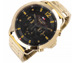 Buy Shop Tommy Hilfiger Luca Chronograph Black Dial Gold Steel Strap Watch For Men - 1710511 USA Online