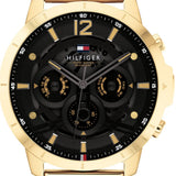 Buy Shop Tommy Hilfiger Luca Chronograph Black Dial Gold Steel Strap Watch For Men - 1710511 USA Online