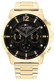 Buy Shop Tommy Hilfiger Luca Chronograph Black Dial Gold Steel Strap Watch For Men - 1710511 USA Online