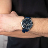 Buy Shop Tommy Hilfiger Luca Chronograph Blue Dial Blue Silicone Strap Watch For Men - 1710489 USA Online