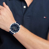 Buy Shop Tommy Hilfiger Luca Chronograph Blue Dial Blue Silicone Strap Watch For Men - 1710489 USA Online