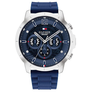 Buy Shop Tommy Hilfiger Luca Chronograph Blue Dial Blue Silicone Strap Watch For Men - 1710489 USA Online