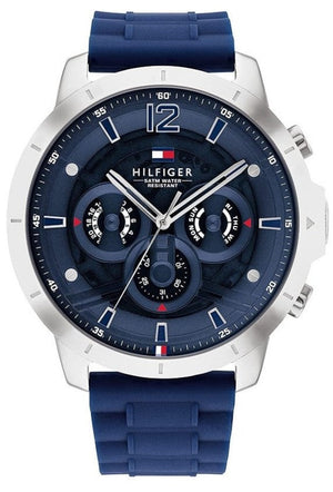 Buy Shop Tommy Hilfiger Luca Chronograph Blue Dial Blue Silicone Strap Watch For Men - 1710489 USA Online