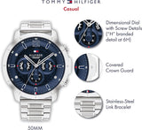 Buy Shop Tommy Hilfiger Luca Chronograph Blue Dial Silver Steel Strap Watch For Men - 1710492 USA Online