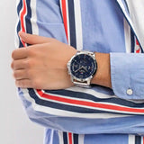 Buy Shop Tommy Hilfiger Luca Chronograph Blue Dial Silver Steel Strap Watch For Men - 1710492 USA Online