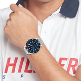 Buy Shop Tommy Hilfiger Luca Chronograph Blue Dial Silver Steel Strap Watch For Men - 1710492 USA Online