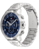 Buy Shop Tommy Hilfiger Luca Chronograph Blue Dial Silver Steel Strap Watch For Men - 1710492 USA Online