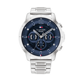 Buy Shop Tommy Hilfiger Luca Chronograph Blue Dial Silver Steel Strap Watch For Men - 1710492 USA Online