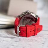 Buy Shop Tommy Hilfiger Luca Chronograph Grey Dial Red Silicone Strap Watch For Men - 1710490 USA Online