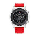 Buy Shop Tommy Hilfiger Luca Chronograph Grey Dial Red Silicone Strap Watch For Men - 1710490 USA Online
