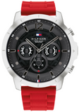 Buy Shop Tommy Hilfiger Luca Chronograph Grey Dial Red Silicone Strap Watch For Men - 1710490 USA Online