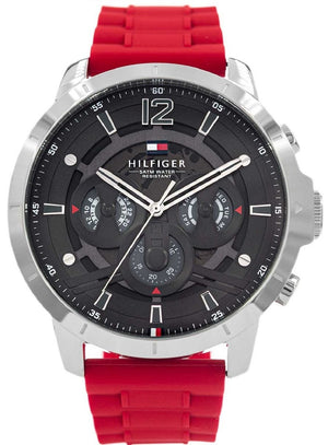 Buy Shop Tommy Hilfiger Luca Chronograph Grey Dial Red Silicone Strap Watch For Men - 1710490 USA Online