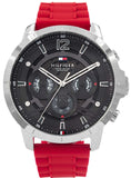Buy Shop Tommy Hilfiger Luca Chronograph Grey Dial Red Silicone Strap Watch For Men - 1710490 USA Online