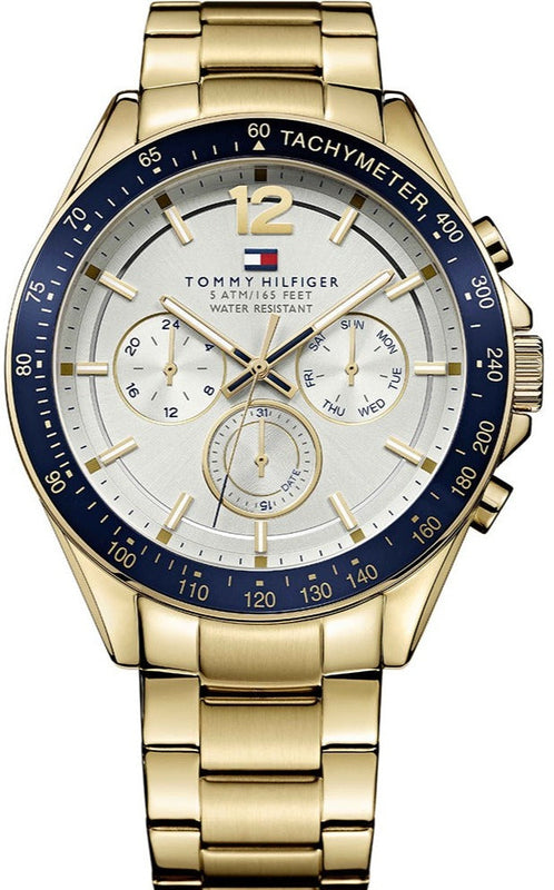 Buy Shop Tommy Hilfiger Luke Chronograph White Dial Gold Steel Strap Watch for Men - 1791121 USA Online