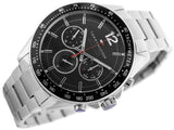 Buy Shop Tommy Hilfiger Luke Chronograph Black Dial Silver Steel Strap Watch for Men - 1791104 USA Online