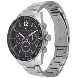 Buy Shop Tommy Hilfiger Luke Chronograph Black Dial Silver Steel Strap Watch for Men - 1791104 USA Online