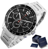 Buy Shop Tommy Hilfiger Luke Chronograph Black Dial Silver Steel Strap Watch for Men - 1791104 USA Online