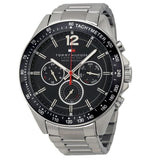 Buy Shop Tommy Hilfiger Luke Chronograph Black Dial Silver Steel Strap Watch for Men - 1791104 USA Online