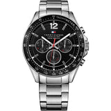 Buy Shop Tommy Hilfiger Luke Chronograph Black Dial Silver Steel Strap Watch for Men - 1791104 USA Online