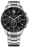 Buy Shop Tommy Hilfiger Luke Chronograph Black Dial Silver Steel Strap Watch for Men - 1791104 USA Online