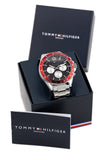 Buy Shop Tommy Hilfiger Luke Chronograph Black Dial Silver Steel Strap Watch for Men - 1791122 USA Online