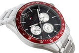 Buy Shop Tommy Hilfiger Luke Chronograph Black Dial Silver Steel Strap Watch for Men - 1791122 USA Online