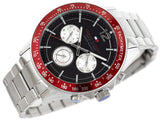 Buy Shop Tommy Hilfiger Luke Chronograph Black Dial Silver Steel Strap Watch for Men - 1791122 USA Online