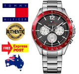 Buy Shop Tommy Hilfiger Luke Chronograph Black Dial Silver Steel Strap Watch for Men - 1791122 USA Online