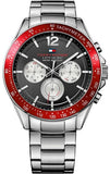 Buy Shop Tommy Hilfiger Luke Chronograph Black Dial Silver Steel Strap Watch for Men - 1791122 USA Online