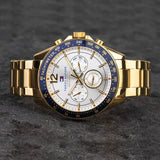 Buy Shop Tommy Hilfiger Luke Chronograph White Dial Gold Steel Strap Watch for Men - 1791121 USA Online
