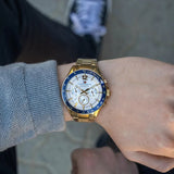 Buy Shop Tommy Hilfiger Luke Chronograph White Dial Gold Steel Strap Watch for Men - 1791121 USA Online
