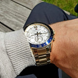 Buy Shop Tommy Hilfiger Luke Chronograph White Dial Gold Steel Strap Watch for Men - 1791121 USA Online