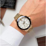 Buy Shop Tommy Hilfiger Luke Chronograph White Dial Gold Steel Strap Watch for Men - 1791121 USA Online