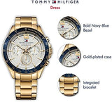 Buy Shop Tommy Hilfiger Luke Chronograph White Dial Gold Steel Strap Watch for Men - 1791121 USA Online