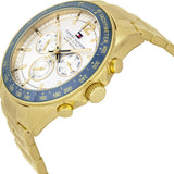 Buy Shop Tommy Hilfiger Luke Chronograph White Dial Gold Steel Strap Watch for Men - 1791121 USA Online