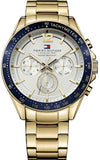 Buy Shop Tommy Hilfiger Luke Chronograph White Dial Gold Steel Strap Watch for Men - 1791121 USA Online