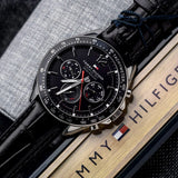 Buy Shop Tommy Hilfiger Luke Quartz Black Dial Black Leather Strap Watch for Men - 1791117 USA Online