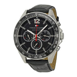 Buy Shop Tommy Hilfiger Luke Quartz Black Dial Black Leather Strap Watch for Men - 1791117 USA Online