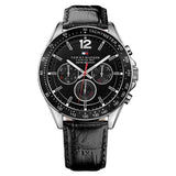 Buy Shop Tommy Hilfiger Luke Quartz Black Dial Black Leather Strap Watch for Men - 1791117 USA Online
