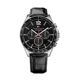Buy Shop Tommy Hilfiger Luke Quartz Black Dial Black Leather Strap Watch for Men - 1791117 USA Online