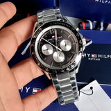 Buy Shop Tommy Hilfiger Luke Quartz Black Dial Silver Steel Strap Watch for Men - 1791120 USA Online