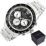 Buy Shop Tommy Hilfiger Luke Quartz Black Dial Silver Steel Strap Watch for Men - 1791120 USA Online