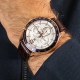 Buy Shop Tommy Hilfiger Luke Quartz White Dial Brown Leather Strap Watch for Men - 1791118 USA Online